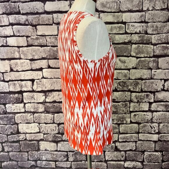 Chico's Orange & White Ribbed Scoop Neck Sleeveless Tank Size L - Picture 7 of 8